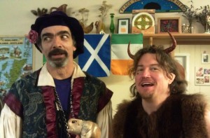 Freddy Hinkle, as a feuding Montague, and Christopher Evans as Puck, bring their characters to life at the First Shakespeare Festival, 2012