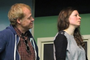 Brian Richard and Chelsea Dean rehearsing for Adverse Possession