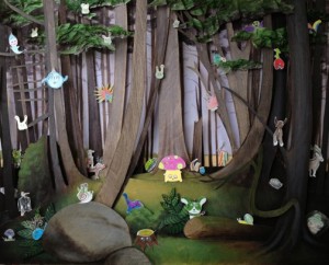 Paula Towne's 6th grade students worked with artist Brook Meinhardt to create this magical forest