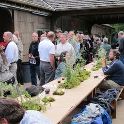 Guests enjoying "A Woodland Feast" at the Four Winds Camp Lodge