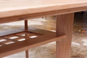 A finely detailed and finished Orcas Alderwood table by master craftsman Jonathan Loop