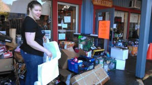 Hardest hit by the recent flooding, Stephanie Tillman, owner of Orcas Outfitters says they planning on being open on Sunday. Photo: Margie Doyle