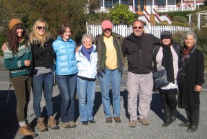 (L/R) Alexa Macaulay with Community Gardening Leadership Training (CGLT)/Good Cheer Garden; Camille Green and Lissa Firor with CGLT; Barb Schiltz with Whidbey Island Nourishes (WIN); Cary Peterson with Good Cheer Food Bank; Bruce Kinney, South Whidbey School District Food Service Director with Chartwells, Inc.; Dana Daniel, Monroe WA School District Food Service Director, and Dorit Zingarelli with WIN.