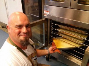 Chef Madden Surbaugh preparing his delicious olive oil cake