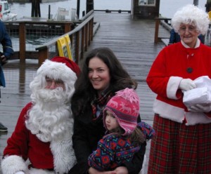 Santa greets Christmas ship visitors.