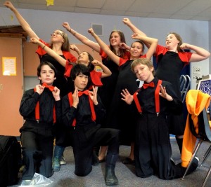 Orcas Middle School string students strut their new uniforms. Photo: Pamela Wright