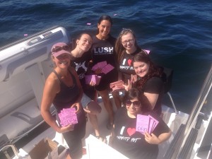 LUSH Seattle employees volunteer with FRIENDS of San Juans to do a drift card drop to track the effects of an oil spill in the Salish Sea. 