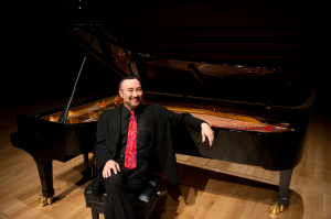 Parker, Jackie with red tie at piano