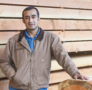 Ben Nunez, at work at Helsell's Sawmill