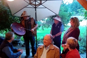 Lummi Nation leaders welcome guests to the  Orcas Museum's Harvest Dinner. Michele Wiley is at right.