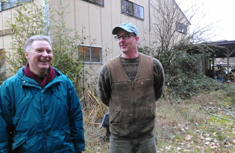 Tim Blanchard and Pete Moe in front of what they hope may be the new Exchange building