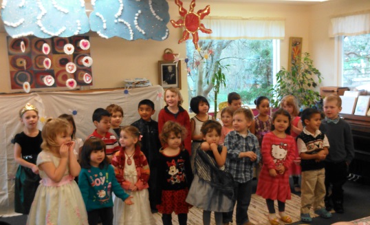 Maybe shy, but totally charming, the Montessori kids entertain at their Valentine's Tea