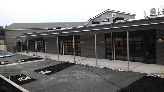 Brand-new Career and Technical Education building at the center of the Orcas School District Campus, ready for occupation after Winter Break.