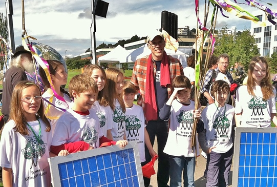 Across the country, kids "Plant for the Planet" -- here with Bill McKibben