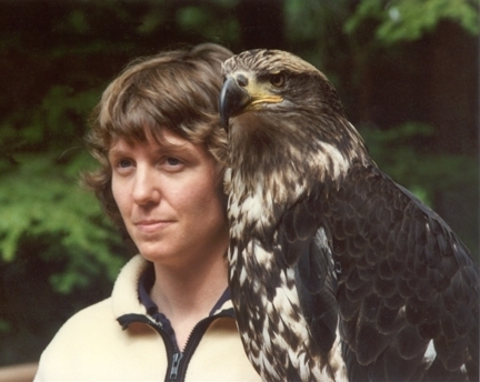 Kim Middleton with her fine-feathered friend