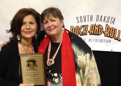 Susan Osborn, right, and Marilyn Castilaw at their induction into the South Dakota Hall of Rock and Roll