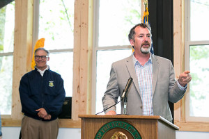 Bill signing for outdoor recreation bill (SB 5843). This bill changes criteria for the “No Child Left Inside” program to incentivize programs applying for grants to utilize veterans for at least 50 percent of their program implementation. The bill also creates an outdoor recreation policy advisor position in the Governor’s office. Statewide, there are 199,000 jobs and $21.6 billion in annual spending related to outdoor recreation.  Location: Tolmie State Park