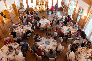 A bird's eye view of the Latin-themed potluck at the Emmanuel Episcopal Parish Hall