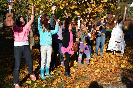 Girls with Ukes join together to play on Friday Nov. 13 at Random Howse