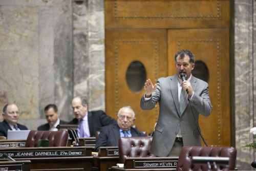 Sen. Kevin Ranker speaking Tuesday on the Senate floor.