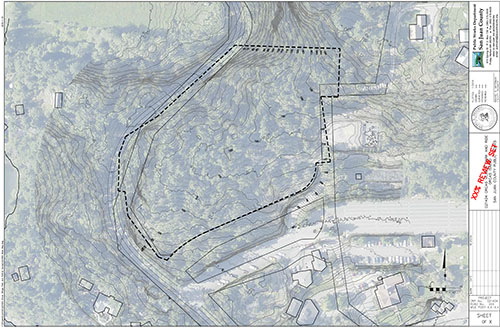 Preliminary map for location of proposed park-and-ride lot at Orcas Ferry Landing.