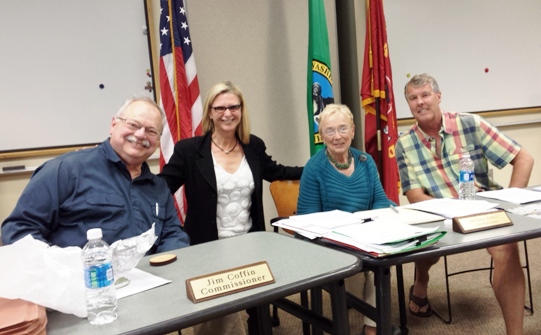 Commissioner Jim Coffin, far left, announced his resignation at the OIFR commission meeting. He will be replaced by TJ DiCaprio. Barbara Bedell and Wes Heiniller