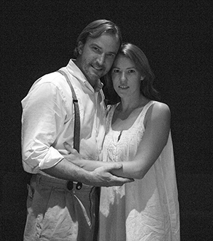 Charlie and Mary (Kelly Toombs and Cali Bagby) create a powerful love story in the midst of war, onstage at the Black Box tonight, and next weekend.