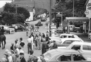 1954 parade, taken at the intersection of Main Street and North Beach Road. The adorable car in the foreground is a 1953 Kaiser Manhattan. 