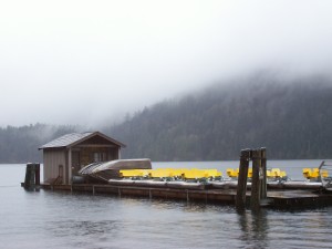 Cascade Lake in winter fog