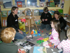 Children enjoy crafting art as part of the Children's Event at Darvill's Bookstore on Dec. 20