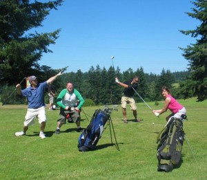 Unidentifed golfers drive, chip and putt at the 2008 Turtleback Open.