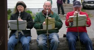 Orcas Community Band members play at all sorts of venues, including the Return of the Olga Dock, pictured here.