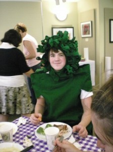 Orcas Christian School student Justin Taylor, comes to the table as Broccoli.