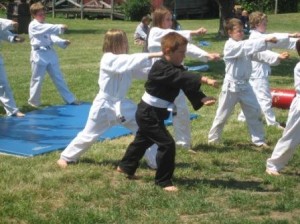 Denise O'Toole's karate students at the Farmers Market, June 20. Photo by Jaen Black