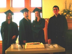 OASIS graduates Carly Eli Bruce, Lily Huffstodt and Phillip Ghazel celebrate their achievement.