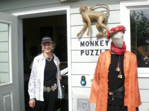Sallie Bell greets her clientele at the Monkey Puzzle at Orcas Landing.