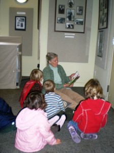 Molly Bee Welkin reads to preschoolers at the Senior Center on Friday as part of Family Literacy Month